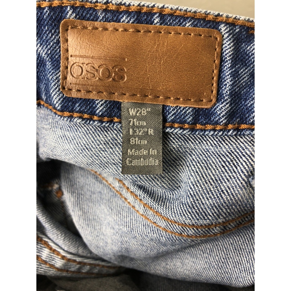 ASOS Mens 28 x 32 Denim Jeans Slim Fit Medium Blue Stonewash - Picture 8 of 9